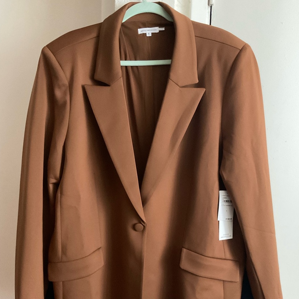 NWT brown Good American Fitted Scuba Jacket size 20-22